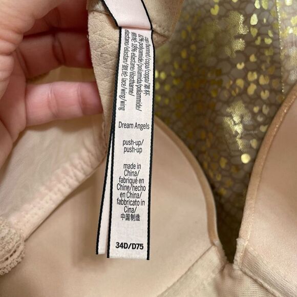 Victorias Secret Dream Angels Light Pink Gold Metallic Push Up Bra 34D - Picture 10 of 10